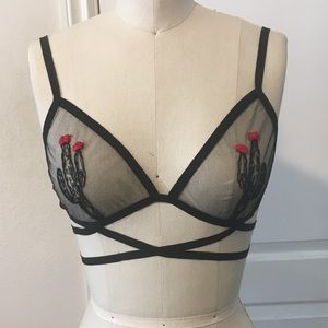 For Love & Lemons Embroidered Cactus Bralette S